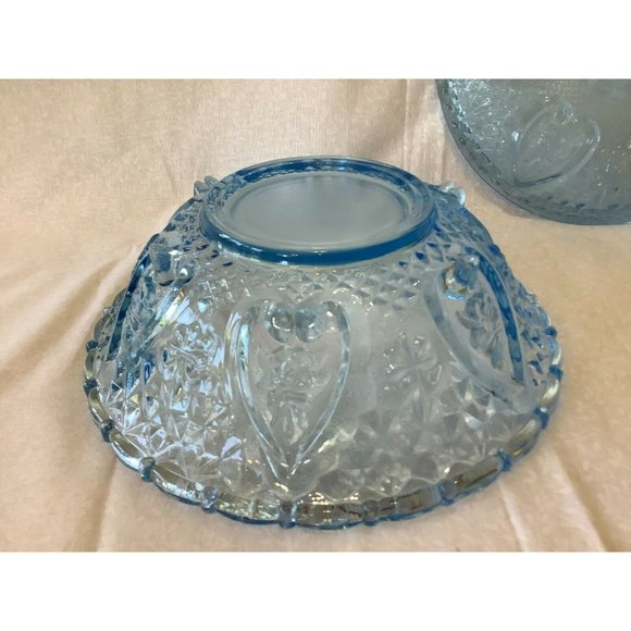 Indiana Glass Aqua Lidded Candy Dish, Heart and Flowers Pattern - Picture 7 of 11